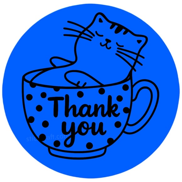Thank You Cat Stickers Labels Boutique Packaging Thank You Seals - Picture 4 of 14